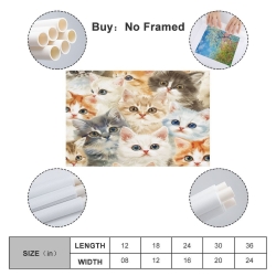 Chat Peinture sur toile sans cadre, impressions posters art mural pour déco maison chambre bureau
