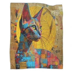 Cute Chat Plaid en Polaire Imprimé 3D Couverture Douce Confortable pour Canapé Lit Bureau