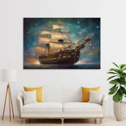 Velero Pintura en lienzo sin marco, impresiones de pósters arte pared para decoración hogar dormitorio oficina