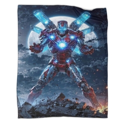 Avengers Iron Man Plaid en Polaire Imprimé 3D Couverture Douce Confortable pour Canapé Lit Bureau