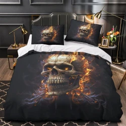 Crâne Housse de Couette Imprimée 3D Douce 3 Pièces Literie Garçons Filles
