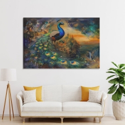 Paon Peinture sur toile sans cadre, impressions posters art mural pour déco maison chambre bureau