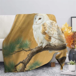 Hibou Plaid en Polaire Imprimé 3D Couverture Douce Confortable pour Canapé Lit Bureau