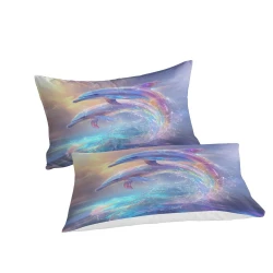 Dauphin Housse de Couette Imprimée 3D Douce 3 Pièces Literie Garçons Filles