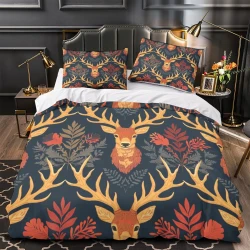 Renne Housse de Couette Imprimée 3D Douce 3 Pièces Literie Garçons Filles