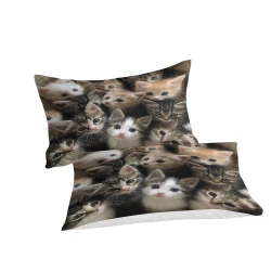 Chat Housse de Couette Imprimée 3D Douce 3 Pièces Literie Garçons Filles
