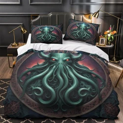 Mythe de l'horreur Cthulhu Housse de Couette Imprimée 3D Douce 3 Pièces Literie Garçons Filles