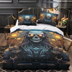 Crâne Housse de Couette Imprimée 3D Douce 3 Pièces Literie Garçons Filles