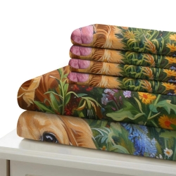 Golden Retriever Housse de Couette Imprimée 3D Douce 3 Pièces Literie Garçons Filles
