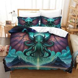 Mythe de l'horreur Cthulhu Housse de Couette Imprimée 3D Douce 3 Pièces Literie Garçons Filles