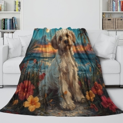 Havana Chien Plaid en Polaire Imprimé 3D Couverture Douce Confortable pour Canapé Lit Bureau