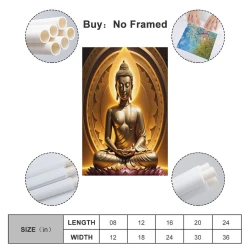 Bouddha Peinture sur toile sans cadre, impressions posters art mural pour déco maison chambre bureau