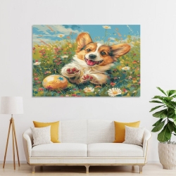 Corgi Peinture sur toile sans cadre, impressions posters art mural pour déco maison chambre bureau