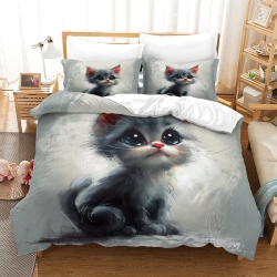 Dwarf Chat Housse de Couette Imprimée 3D Douce 3 Pièces Literie Garçons Filles
