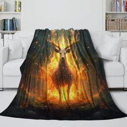 Renne Plaid en Polaire Imprimé 3D Couverture Douce Confortable pour Canapé Lit Bureau