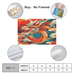 Dragon Peinture sur toile sans cadre, impressions posters art mural pour déco maison chambre bureau