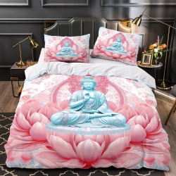 Bouddha Housse de Couette Imprimée 3D Douce 3 Pièces Literie Garçons Filles
