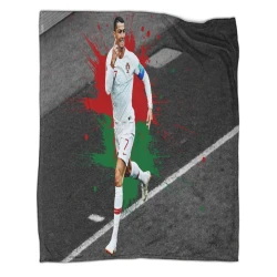 Cristiano Ronaldo Plaid en Polaire Imprimé 3D Couverture Douce Confortable pour Canapé Lit Bureau