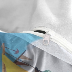 Voilier Housse de Couette Imprimée 3D Douce 3 Pièces Literie Garçons Filles