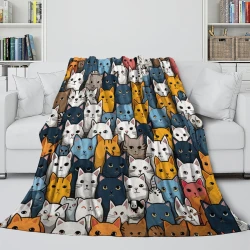 CARTOON Gatto Coperta in Pile Stampata 3D Morbida e Confortevole per Divano Letto Ufficio