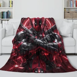 Marvel Deadpool Plaid en Polaire Imprimé 3D Couverture Douce Confortable pour Canapé Lit Bureau