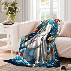 Ours polaire Plaid en Polaire Imprimé 3D Couverture Douce Confortable pour Canapé Lit Bureau