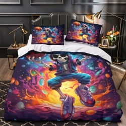 Crâne Housse de Couette Imprimée 3D Douce 3 Pièces Literie Garçons Filles