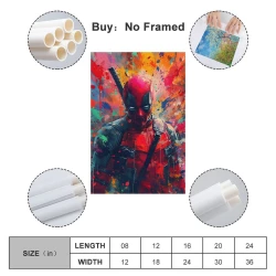 Marvel Deadpool Peinture sur toile sans cadre, impressions posters art mural pour déco maison chambre bureau