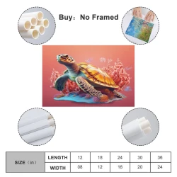 Tortue de mer Peinture sur toile sans cadre, impressions posters art mural pour déco maison chambre bureau