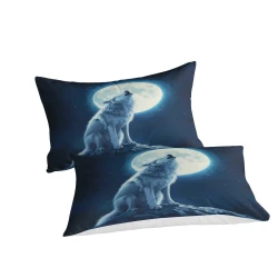 Loup Housse de Couette Imprimée 3D Douce 3 Pièces Literie Garçons Filles