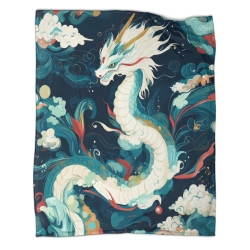 Dragon Plaid en Polaire Imprimé 3D Couverture Douce Confortable pour Canapé Lit Bureau