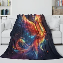 Phénix Plaid en Polaire Imprimé 3D Couverture Douce Confortable pour Canapé Lit Bureau