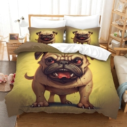 Bouledogue français Housse de Couette Imprimée 3D Douce 3 Pièces Literie Garçons Filles