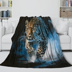 Léopard Plaid en Polaire Imprimé 3D Couverture Douce Confortable pour Canapé Lit Bureau