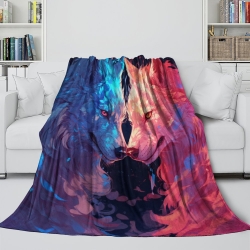 Loup Plaid en Polaire Imprimé 3D Couverture Douce Confortable pour Canapé Lit Bureau