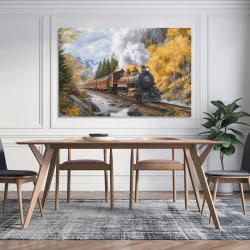 Train à vapeur Peinture sur toile sans cadre, impressions posters art mural pour déco maison chambre bureau