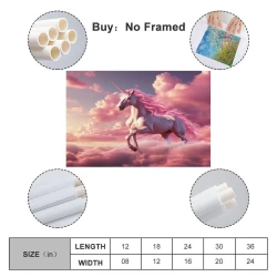 Licorne Peinture sur toile sans cadre, impressions posters art mural pour déco maison chambre bureau