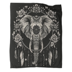 Éléphant Plaid en Polaire Imprimé 3D Couverture Douce Confortable pour Canapé Lit Bureau