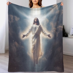 Dieu et Jésus Plaid en Polaire Imprimé 3D Couverture Douce Confortable pour Canapé Lit Bureau