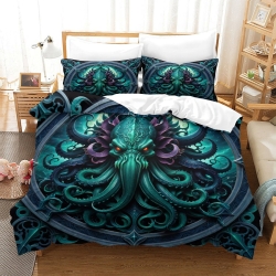 Mythe de l'horreur Cthulhu Housse de Couette Imprimée 3D Douce 3 Pièces Literie Garçons Filles