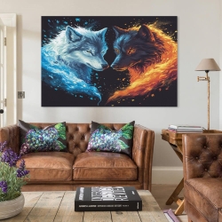 Loup Peinture sur toile sans cadre, impressions posters art mural pour déco maison chambre bureau