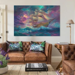 Voilier Peinture sur toile sans cadre, impressions posters art mural pour déco maison chambre bureau