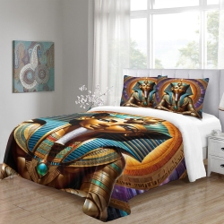 Pharaon égyptien Housse de Couette Imprimée 3D Douce 3 Pièces Literie Garçons Filles