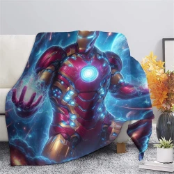 Avengers Iron Man Plaid en Polaire Imprimé 3D Couverture Douce Confortable pour Canapé Lit Bureau