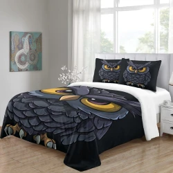 Hibou Housse de Couette Imprimée 3D Douce 3 Pièces Literie Garçons Filles