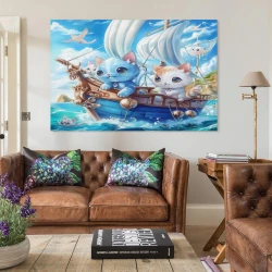 Voilier Peinture sur toile sans cadre, impressions posters art mural pour déco maison chambre bureau