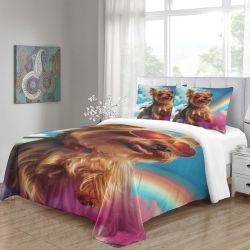 Yorkshire Terrier Housse de Couette Imprimée 3D Douce 3 Pièces Literie Garçons Filles