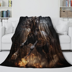 Cheval Plaid en Polaire Imprimé 3D Couverture Douce Confortable pour Canapé Lit Bureau