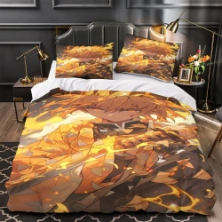 Tueur de démons: Demon Slayer Housse de Couette Imprimée 3D Douce 3 Pièces Literie Garçons Filles