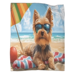 Yorkshire Terrier Plaid en Polaire Imprimé 3D Couverture Douce Confortable pour Canapé Lit Bureau